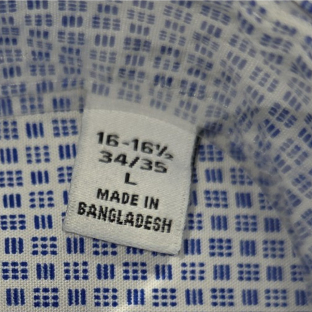 Calvin Klein Men Regular Fit Blue White Wrinkle Free Dress Shirt Large 16 16.5 - Picture 3 of 7